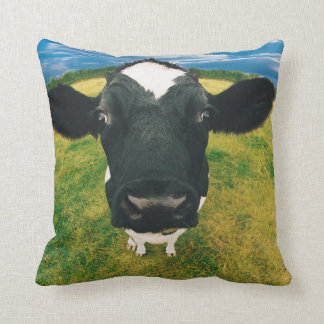 Headshot of Friesian Cow Throw Pillow