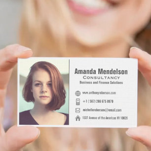 Headshot or logo and social media icons business card