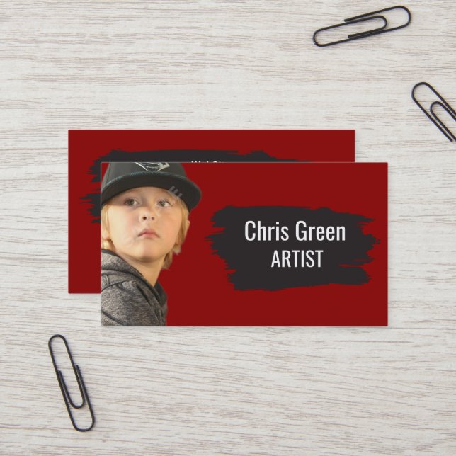 Headshot  Paint Brush Theme for artists or actors Business Card (Front/Back In Situ)