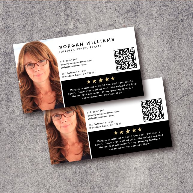 Headshot QR Code Review Real Estate Agent  Business Card (Creator Uploaded)