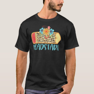 Headstart Pencil Leopard Cheetah Print Teach Love  T-Shirt
