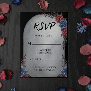 Headstone Floral Gothic Wedding RSVP Card