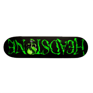 HEADSTONE Green Skull Logo Skateboard