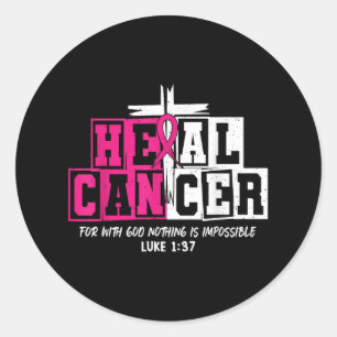 Heal Cancer Jesus Christian Pink Breast Cancer Awa Classic Round Sticker
