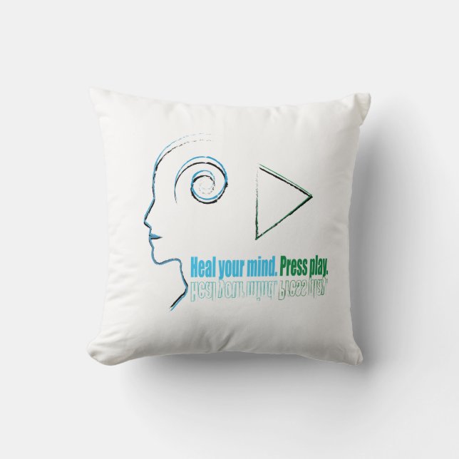 Heal your mind, Press play Throw Pillow (Front)