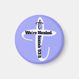 Healed by Jesus Bible Verse Christian Faith Blue Magnet