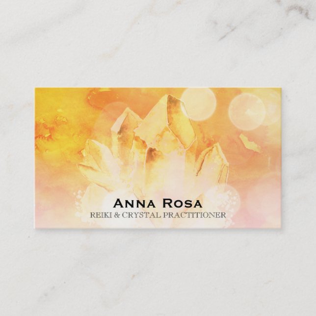 ~ Healer Massage Reiki Citrine Crystal Yoga Business Card (Front)