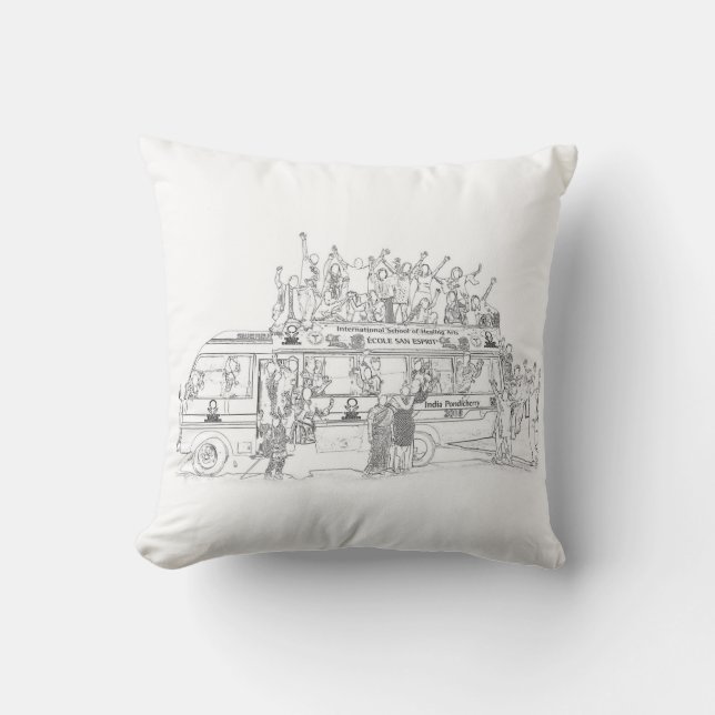 Healer sans Frontières - Pondicherry 2018 (outline Throw Pillow (Front)