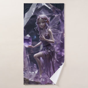 Healing Amethyst Crystals Fairy Bath Towel