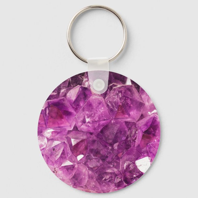 Healing Amethyst Gemstone Keychain (Front)