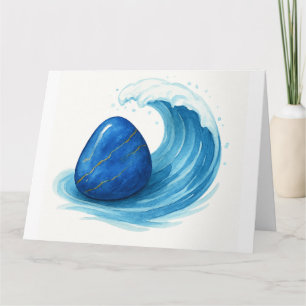 Healing Blue Stone with Sea Wave – Spiritual Greet Card