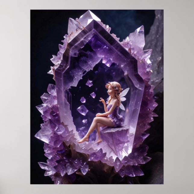 Healing Crystals Amethyst Fairy Wall Art (Front)