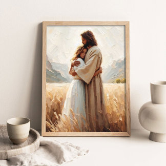 Healing Embrace, Jesus Hugging Girl, Jesus and Wom Poster