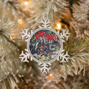 Healing Garden Snowflake Pewter Christmas Ornament