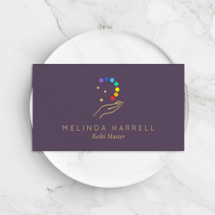 Healing Hand Logo Reiki, Massage, Wellness Purple Business Card