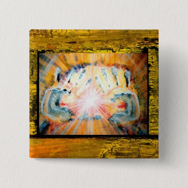 Healing Hands 2 Inch Square Button (Front)