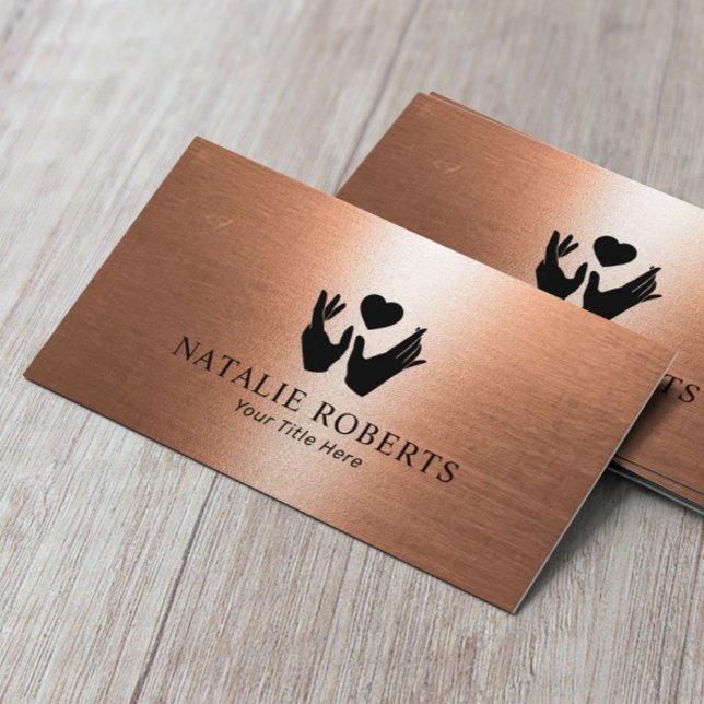 Healing Hands & Heart Massage Therapy Copper Business Card (Creator Uploaded)