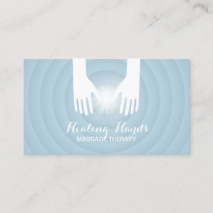 Healing Hands Light Blue Massage Therapy Spa Business Card