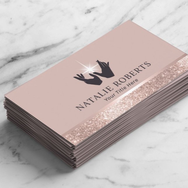 Healing Hands Massage Therapy Rose Gold Border Business Card (Creator Uploaded)
