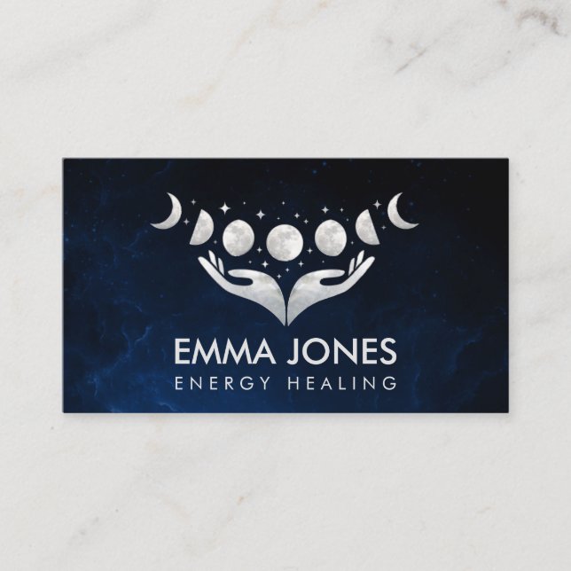 Healing hands - Moons - Mother of Pearl Business Card (Front)