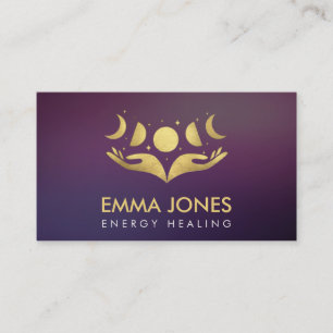Healing hands - Moons - Pastel gold Business Card