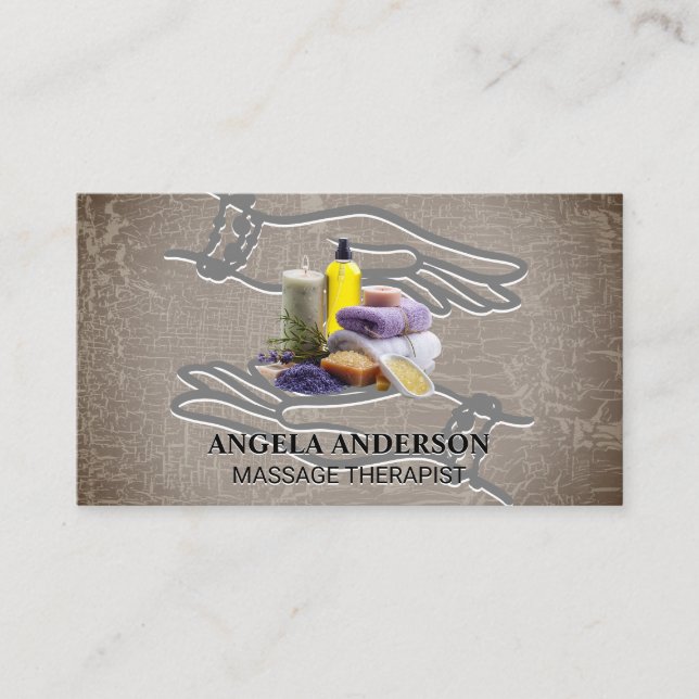 Healing Hands | Spa Salts, Aromas and Oils Business Card (Front)