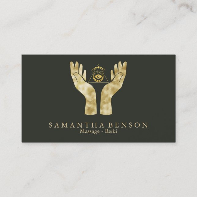 Healing Hands Symbol Chakra Reiki Practitioner Business Card (Front)