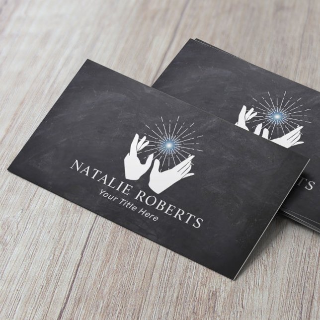 Healing Hands Wellness Spa Massage Therapy Chalk Business Card (Creator Uploaded)