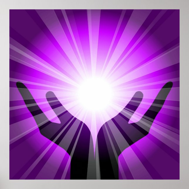 Healing hands with purple energy by healinglove poster (Front)