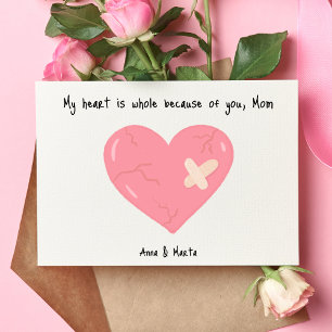 Healing Heart: A Hand-Drawn Tribute to Mom's Love Thank You Card