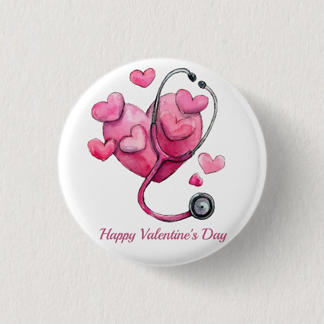 Healing Hearts Valentine Design 1 Inch Round Button (Front)