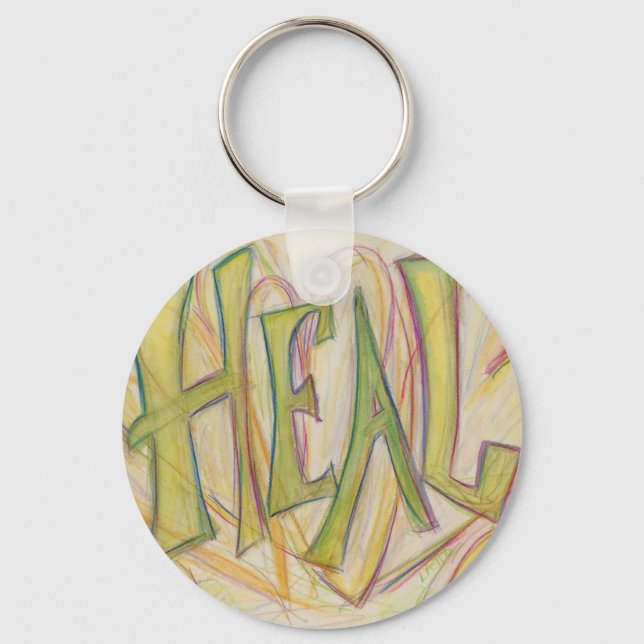 Healing Hearts Word Art Inspirational Keychain (Front)