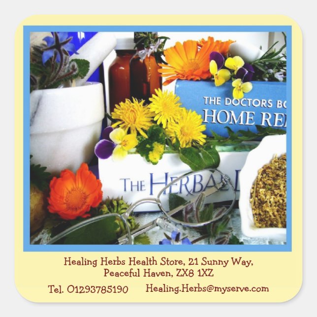 Healing Herbs Health Store Square Sticker (Front)