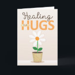 Healing Hugs Get Well with Bandage and Flower Card<br><div class="desc">Send someone happy healing wishes after their surgery with this unique and fun illustrative style card, featuring the message, "Healing HUGS as you recover from surgery" with flower in pot in background. The "H" in "HUGS" includes a smiling bandage illustration accent. Inside has this verse from proverbs on inside left,...</div>