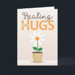Healing Hugs Get Well with Bandage and Flower Card<br><div class="desc">Send someone happy healing wishes after their surgery with this unique and fun illustrative style card, featuring the message, "Healing HUGS as you recover from surgery" with flower in pot in background. The "H" in "HUGS" includes a smiling bandage illustration accent. Inside has this verse from proverbs on inside left,...</div>