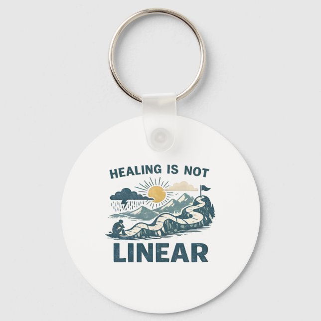 Healing Is Not Linear Mental Health Awareness  Keychain (Front)