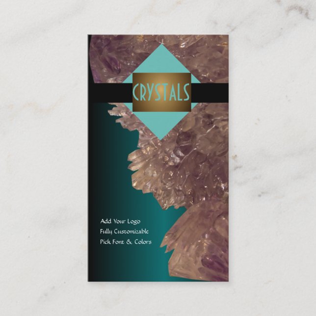 Healing Minerals Amethyst & Quartz Crystals Business Card (Front)