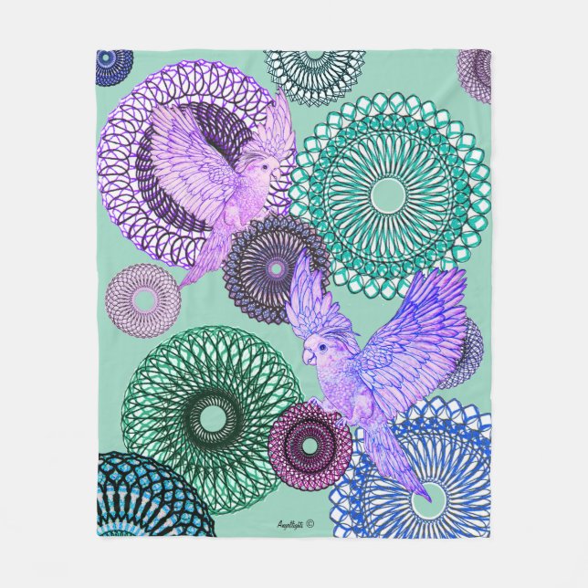 Healing Parakeet Fleece Blanket (Front)