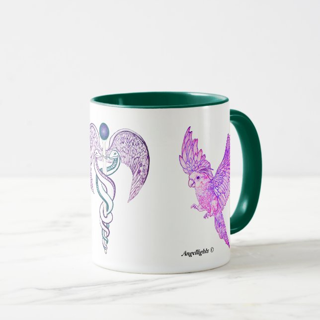 Healing Parakeet Mug (Front Right)