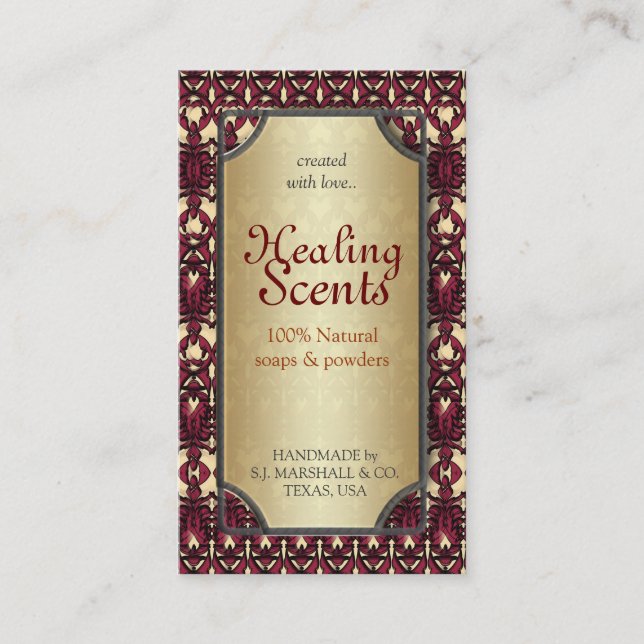 Healing Scents Batik Arabesque Business Cards (Front)