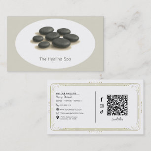 Healing Spa Flat Stones Grey & Beige Modern Business Card