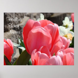 Healing Touch Nurses art print Posters Pink Tulips