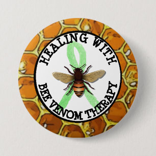 Healing with Bee Venom Therapy Lyme Ribbon Button