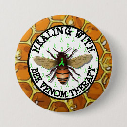Healing with Bee Venom Therapy Lyme Ribbon Button