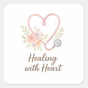 Healing with Heart Square Sticker