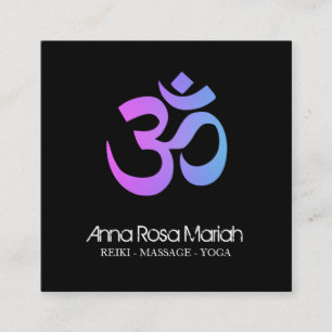 *~*  Healing Yoga Energy Healer Aum Om Symbol Square Business Card