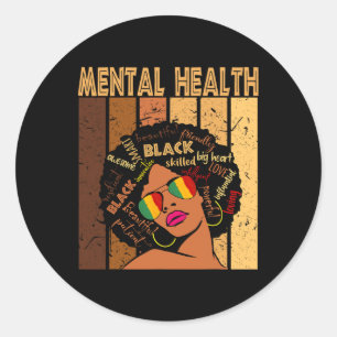Health Afro African American Black History Month Classic Round Sticker