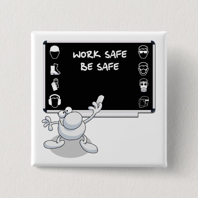 Health and safety 2 inch square button (Front)