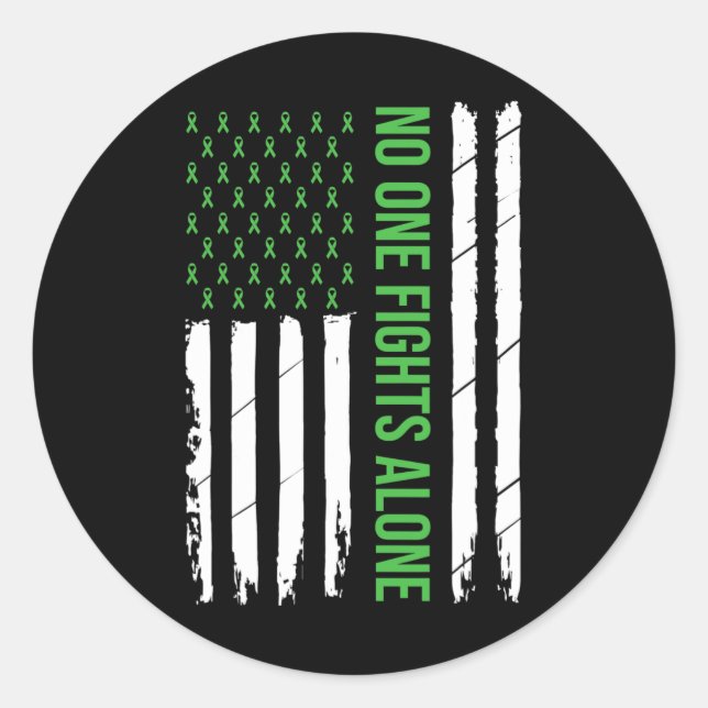 Health Awareness Green Ribbon  Classic Round Sticker (Front)
