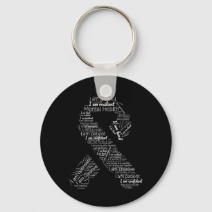 Health Awareness Green Ribbon In May Support Keychain